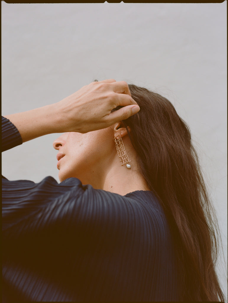 Asymmetry Basketweave Earrings