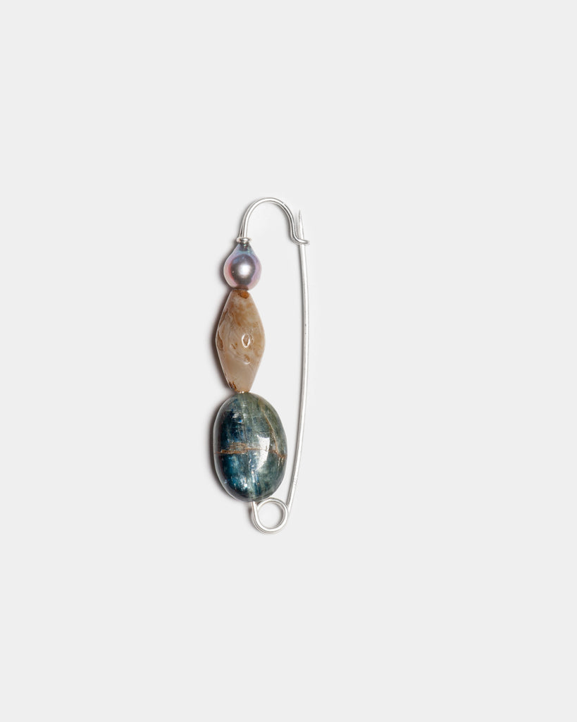 Agate / Pearl / Kyanite Silver Pin