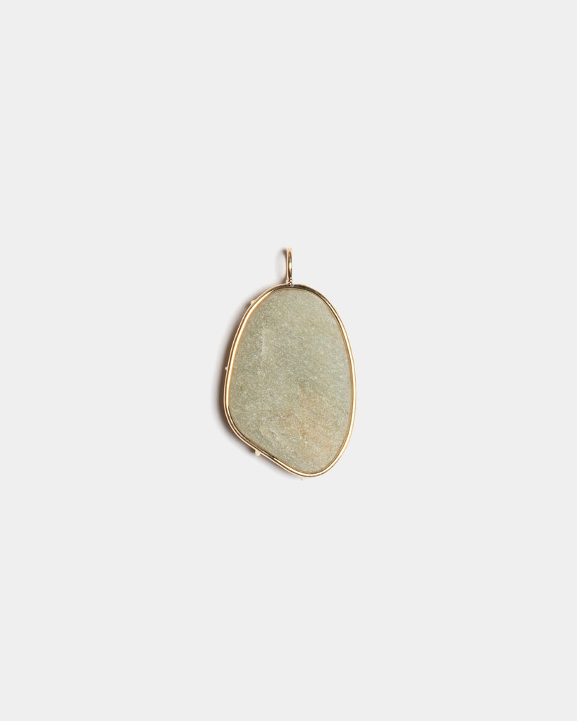14k Soft Green Island Stone Pendant