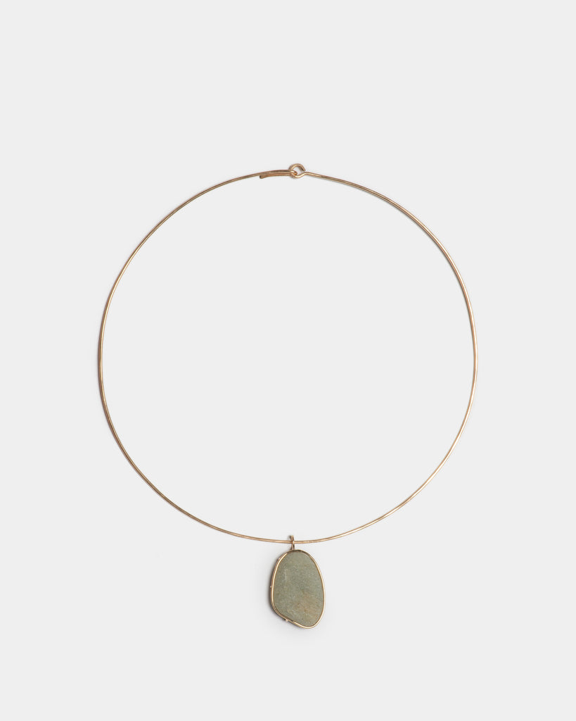 14k Soft Green Island Stone Pendant