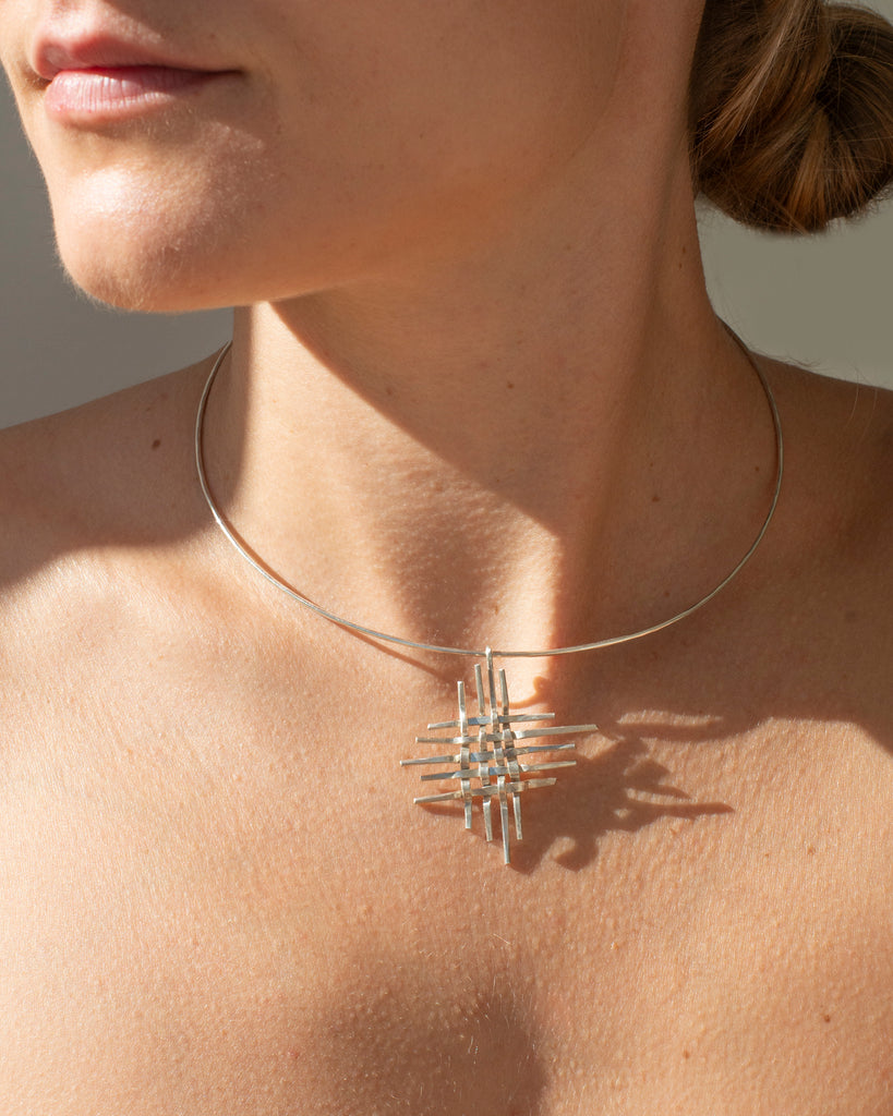 Silver Basketweave Pendant