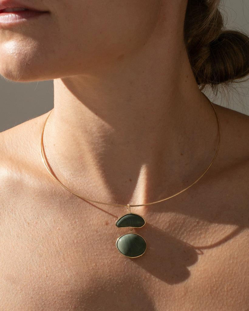 14k Stone Embrace Pendant