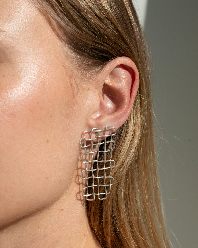 Silver Basketweave Earrings