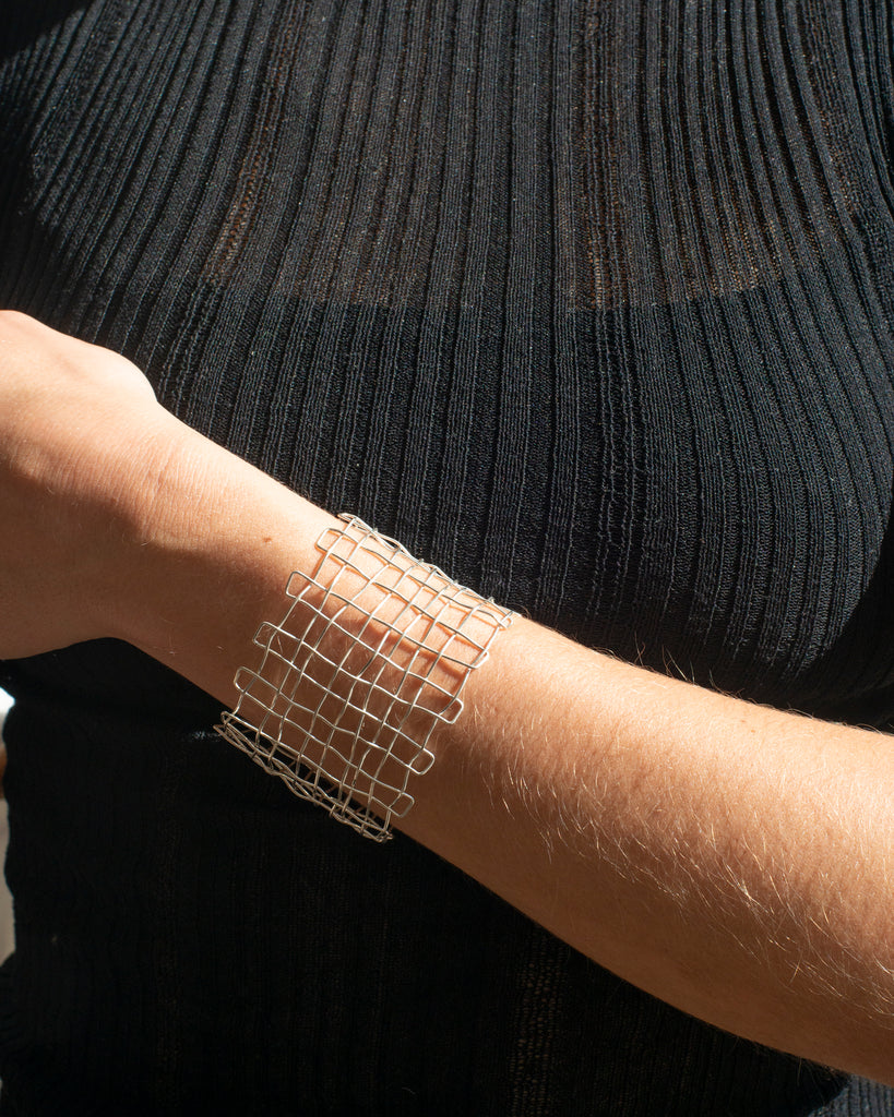 Silver Basketweave Cuff Bracelet