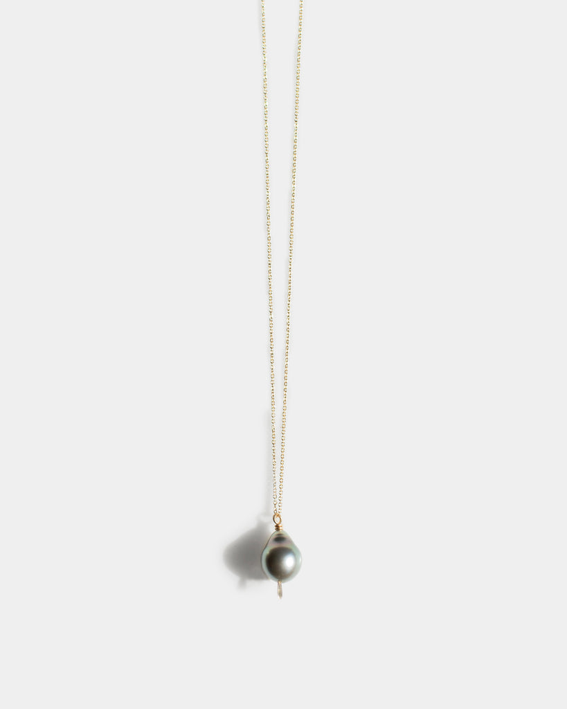 14k Tahitian Pearl Drop Necklace