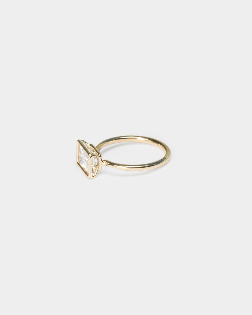 14k East West Emerald Cut Lab Diamond Floating Ring