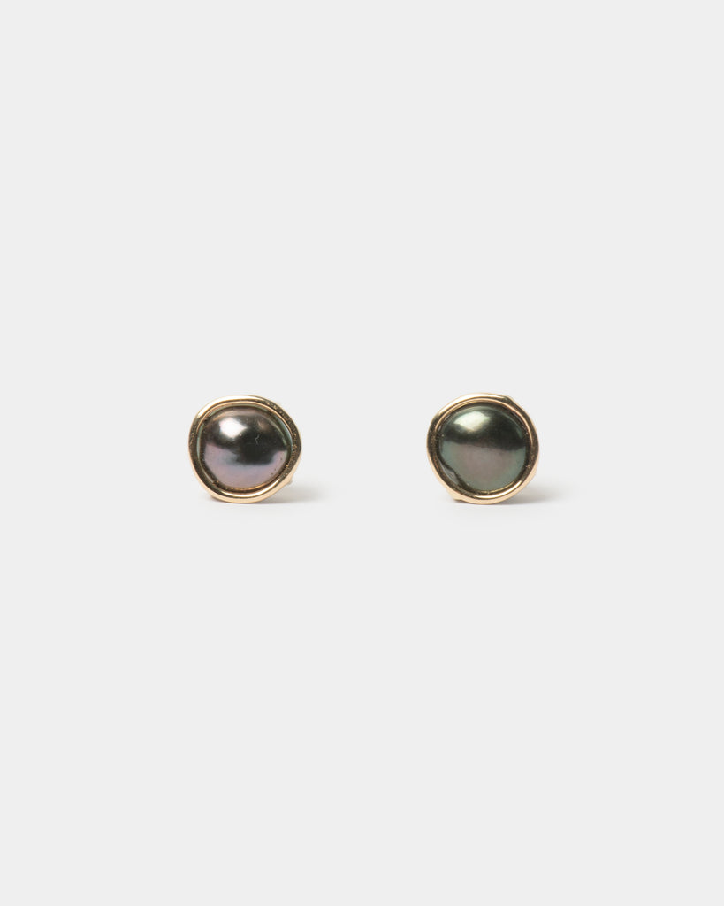 14k Charcoal Keshi Pearl Floating Stud Earrings