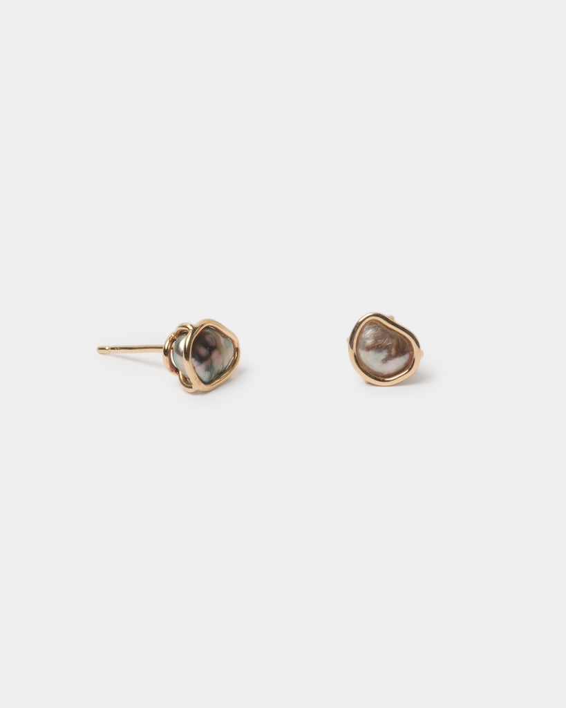 14k Velvet Grey Keshi Pearl Floating Studs