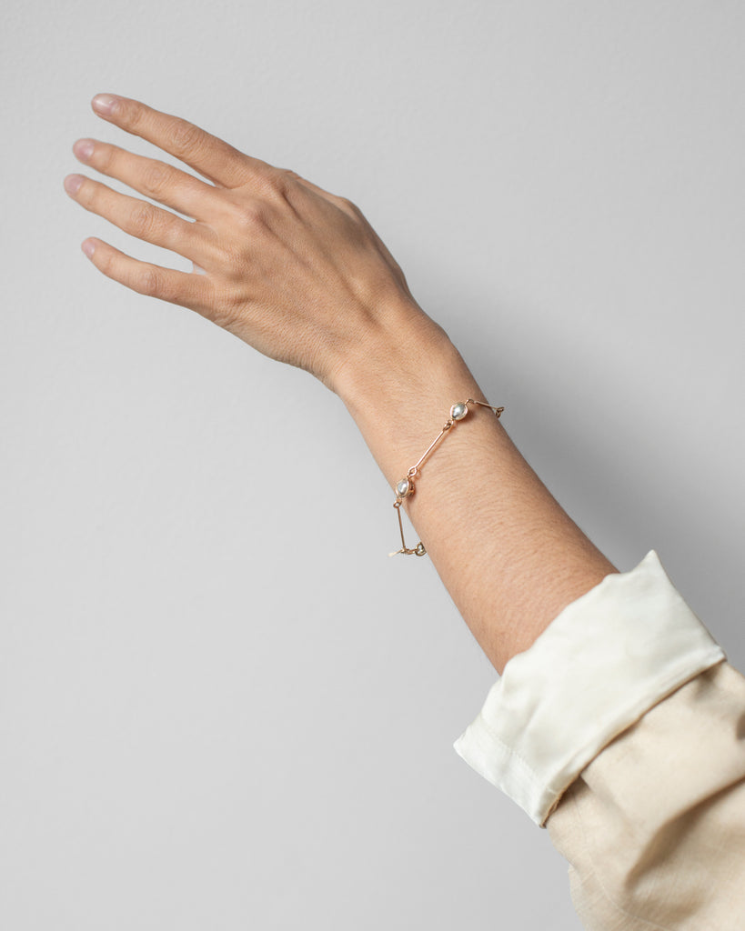 14k Floating Keshi Bone Chain Bracelet