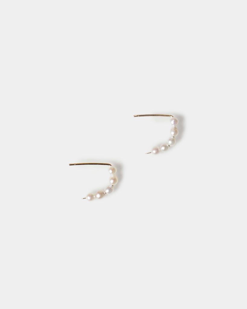 Baroque Pearl Crescent Hoops
