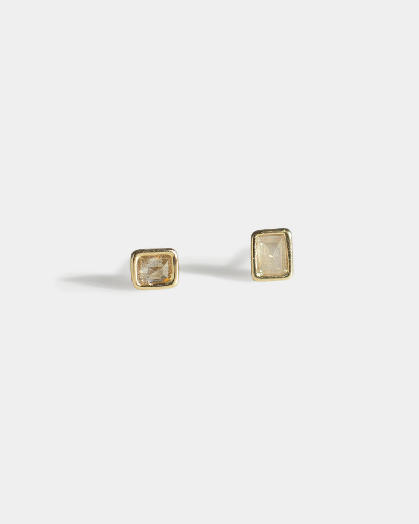 14k Champagne Window Diamond Floating Studs