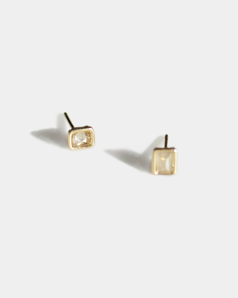 14k Champagne Window Diamond Floating Studs