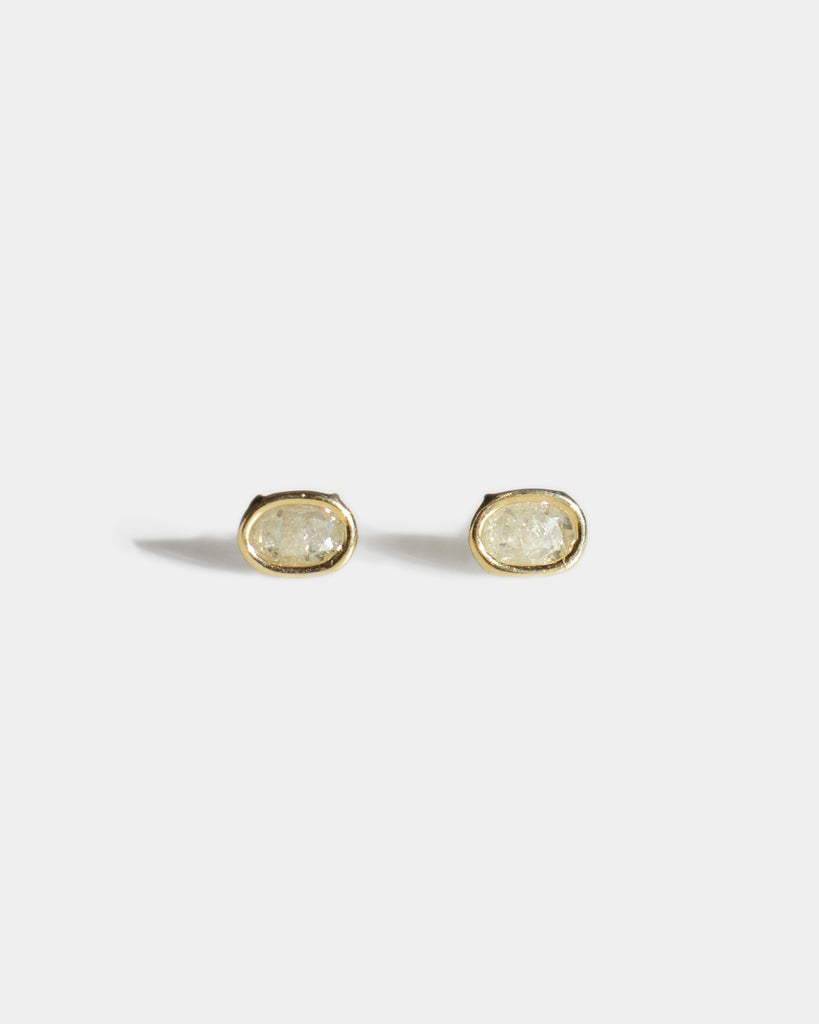 14k Oval Diamond Floating Studs