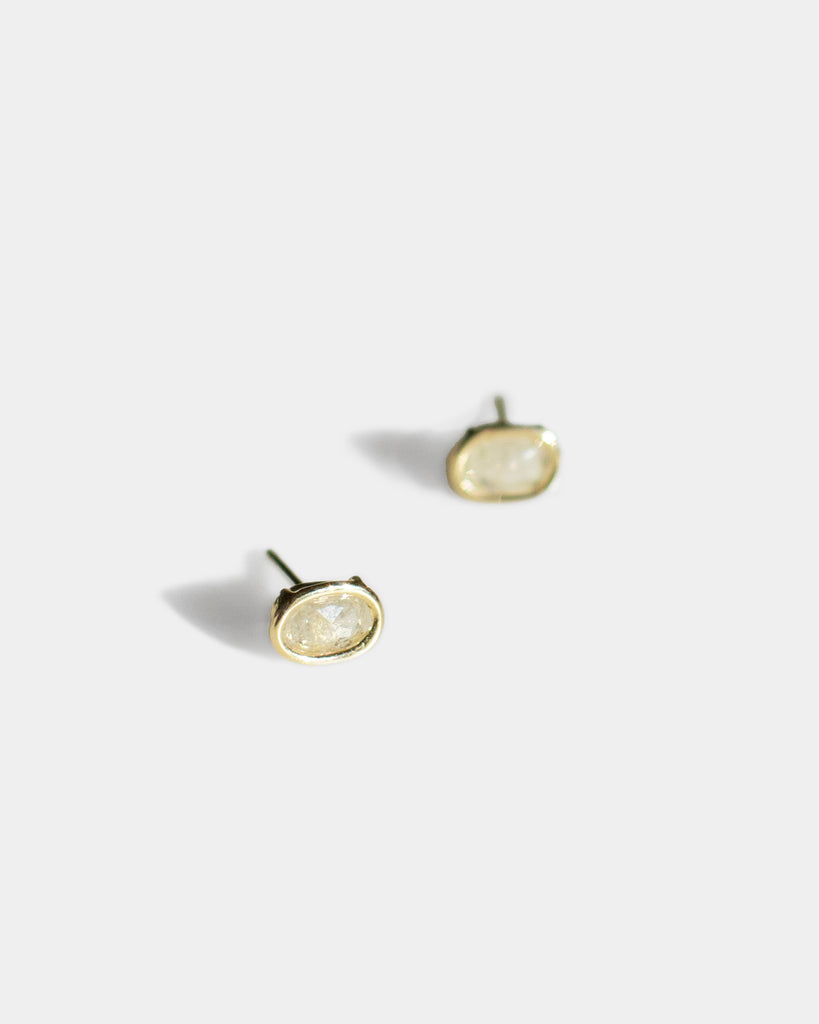 14k Oval Diamond Floating Studs