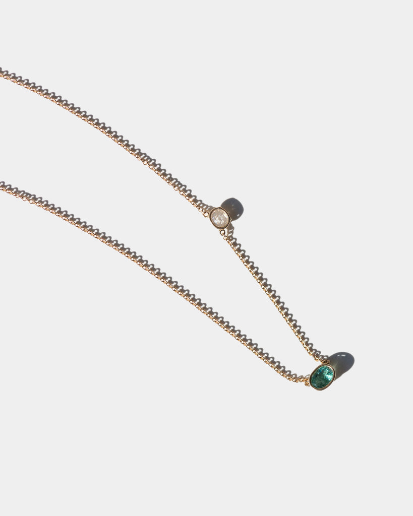 14k Tourmaline and Mineral Diamond Necklace