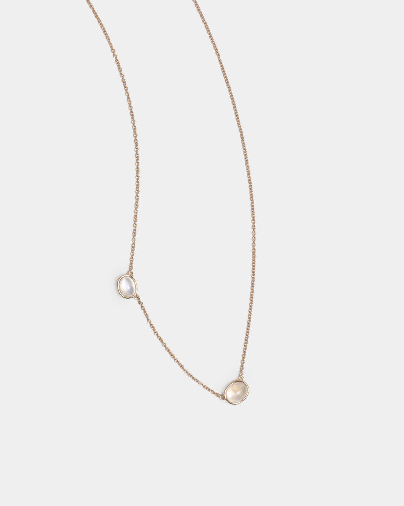 14k Twin Moonstone Floating Chain Necklace