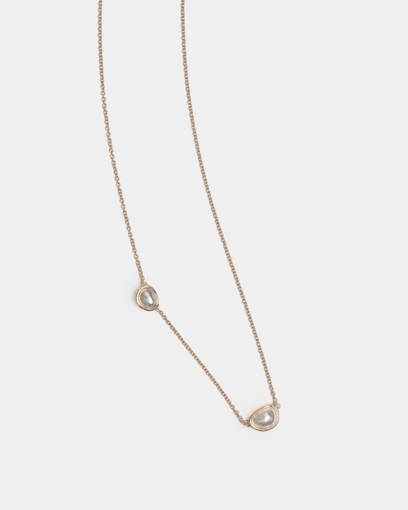 14k Twin Keshi Pearl Floating Chain Necklace