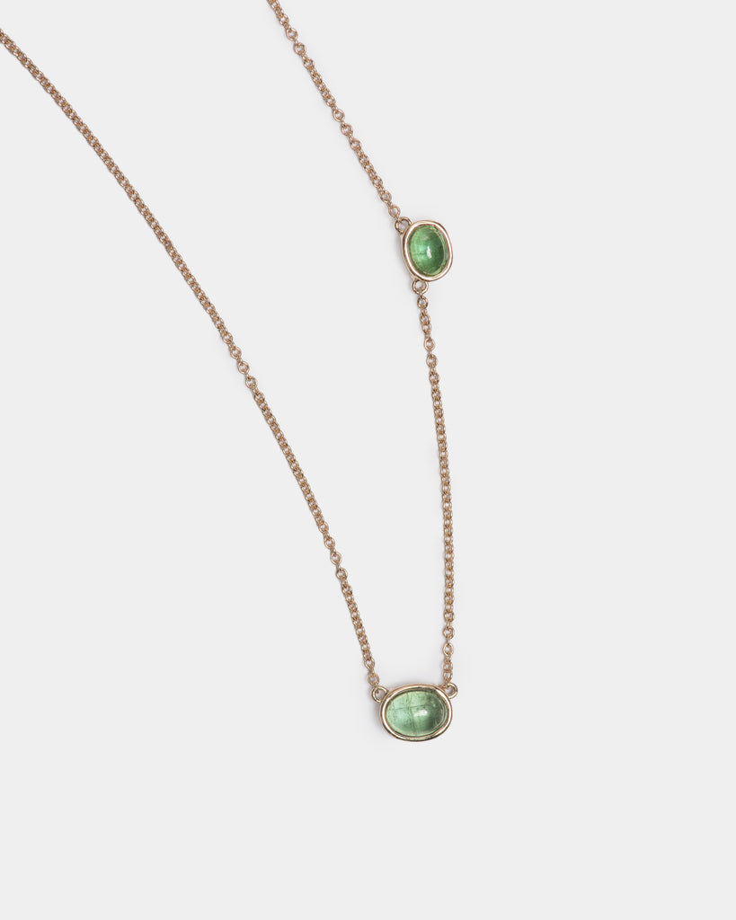 14k Twin Tourmaline Floating Chain Necklace