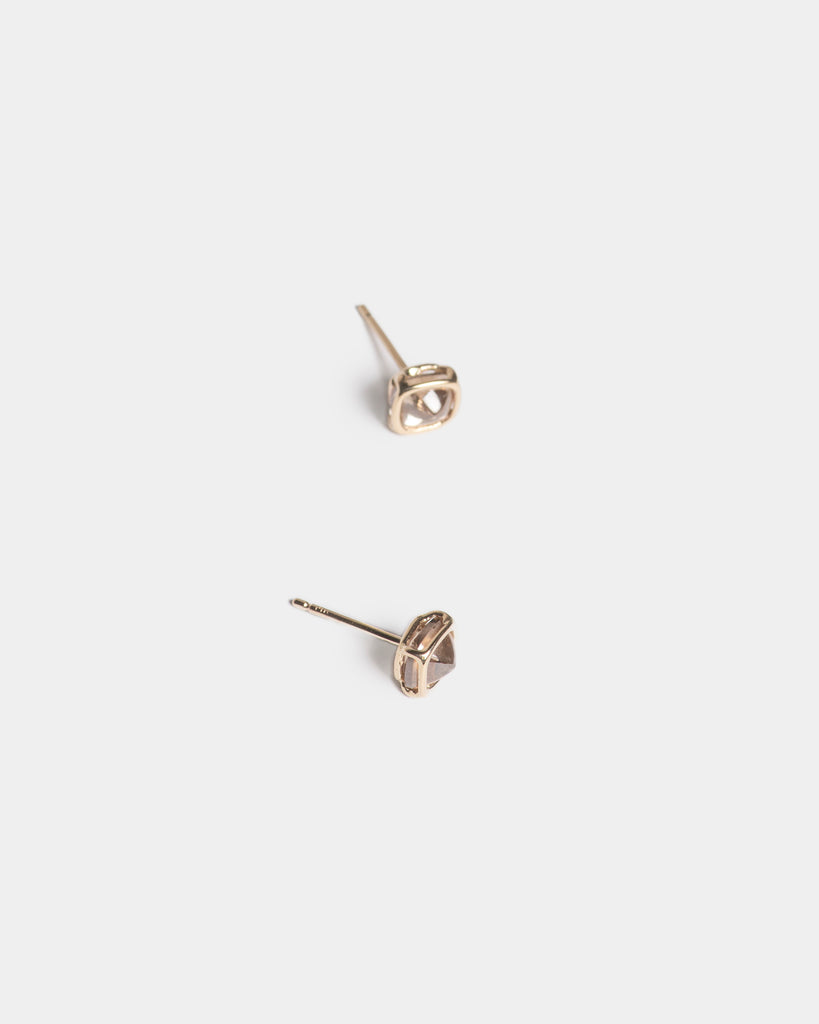 14k Cognac Diamond Cabochon Floating Stud Earrings