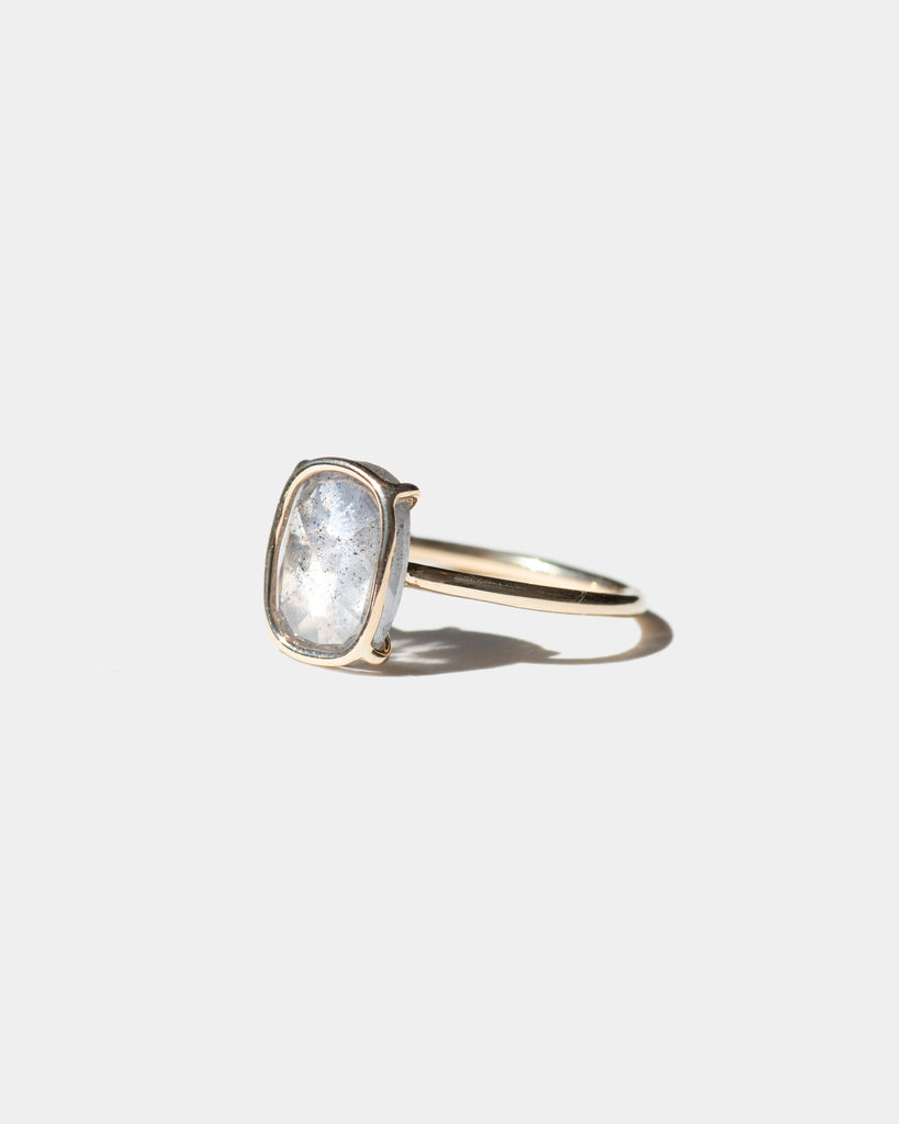 14k Smoky Mineral Diamond Floating Ring