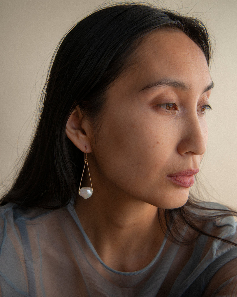 Baroque Pearl Pendulum Earrings