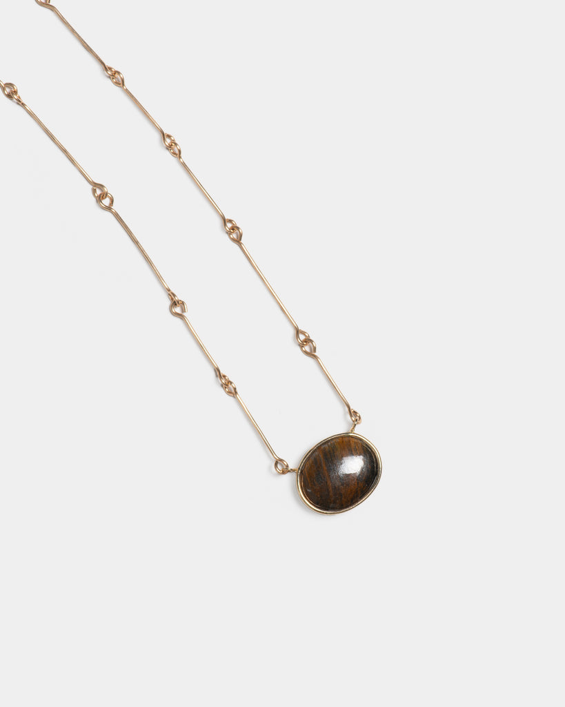 14k Pietersite Bone Chain Necklace