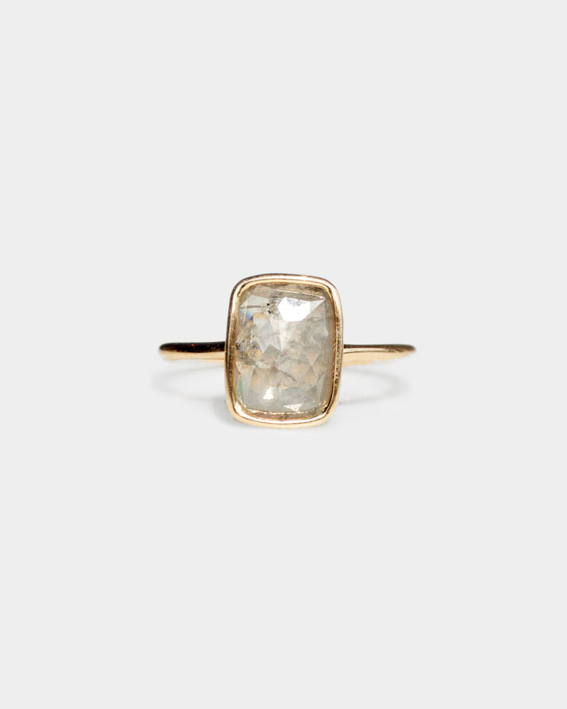14k Light Olive Mineral Diamond Floating Ring
