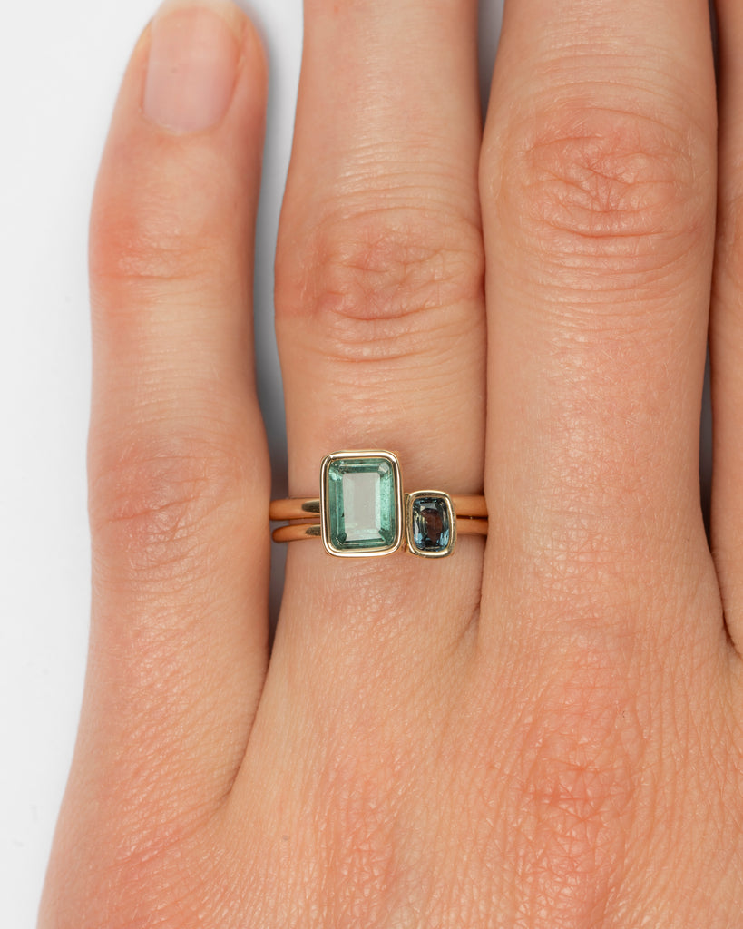 14k Tourmaline and Sapphire Toi et Moi Rings