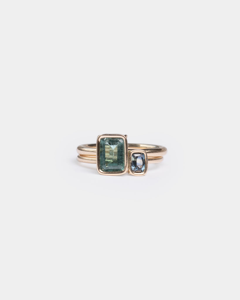 14k Tourmaline and Sapphire Toi et Moi Rings