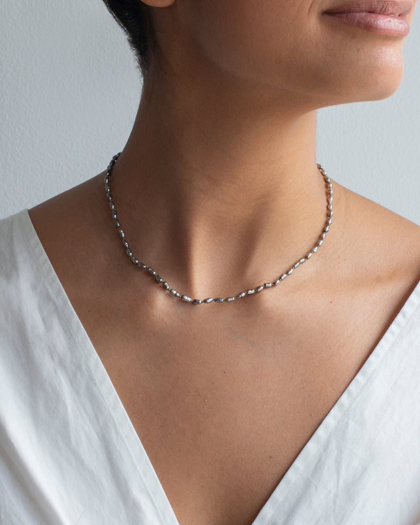 14k Silver Keshi Layering Necklace