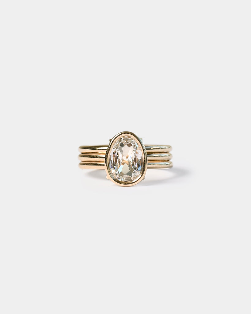 14k Egg Diamond Banded Ring