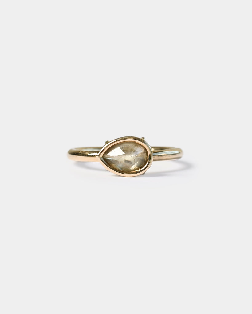 14k East West Olive Cabochon Diamond Ring