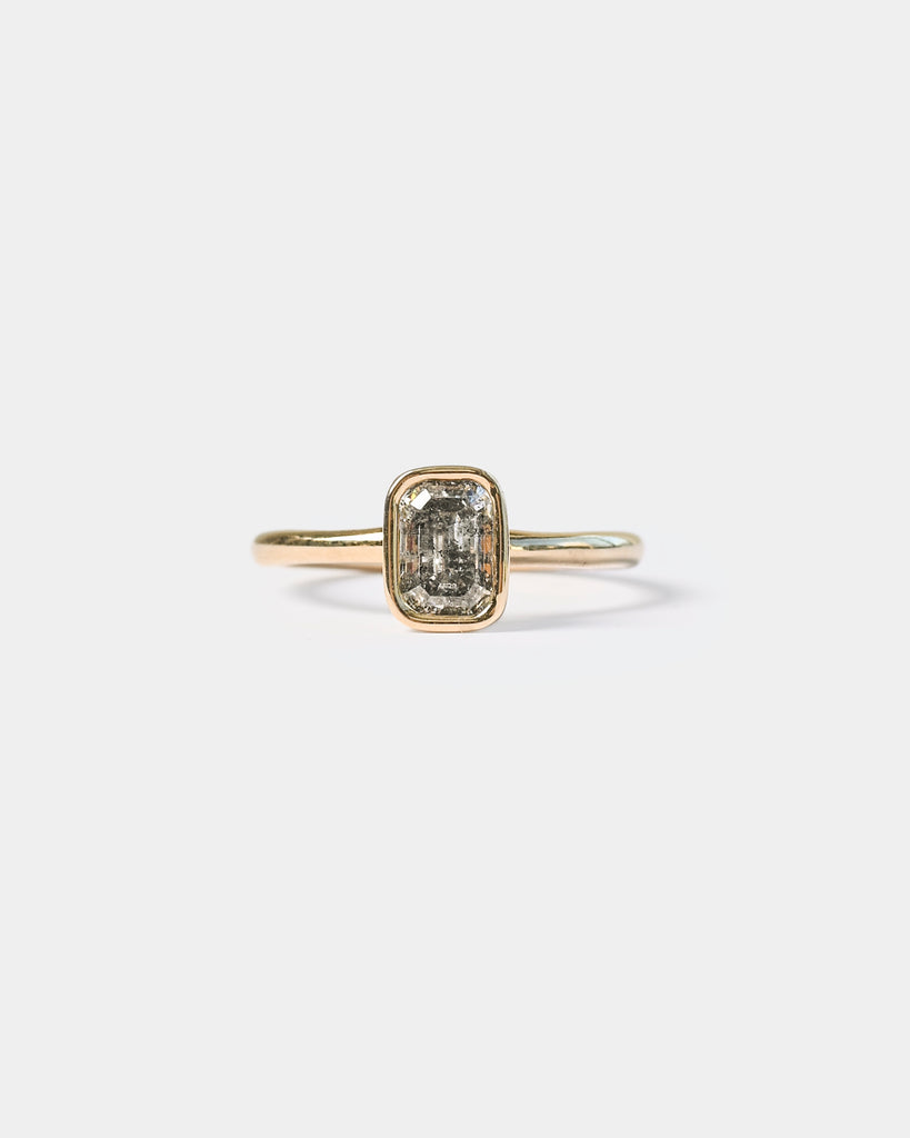 14k Peppered Step Cut Diamond Ring
