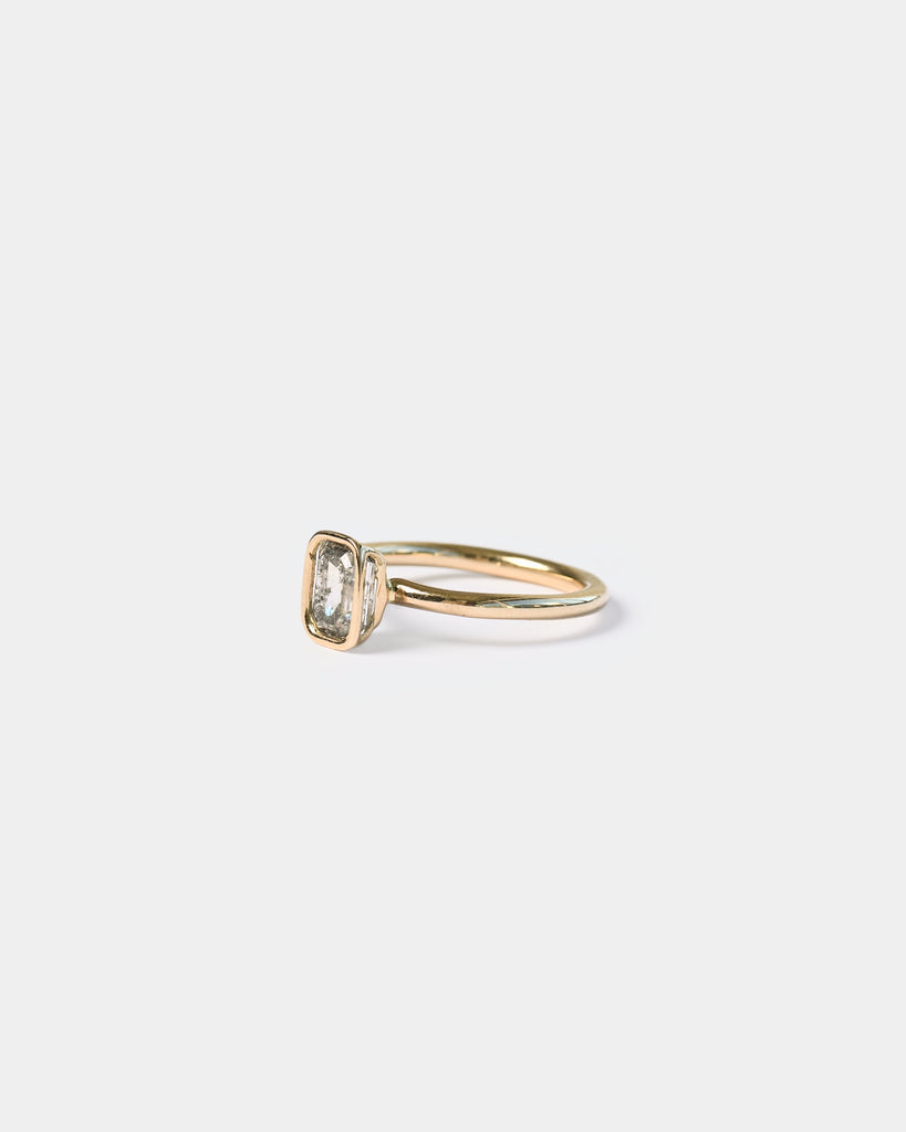 14k Peppered Step Cut Diamond Ring