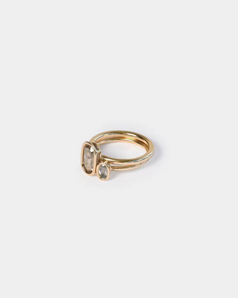 14k Cognac Diamond and Sapphire Toi et Moi Rings