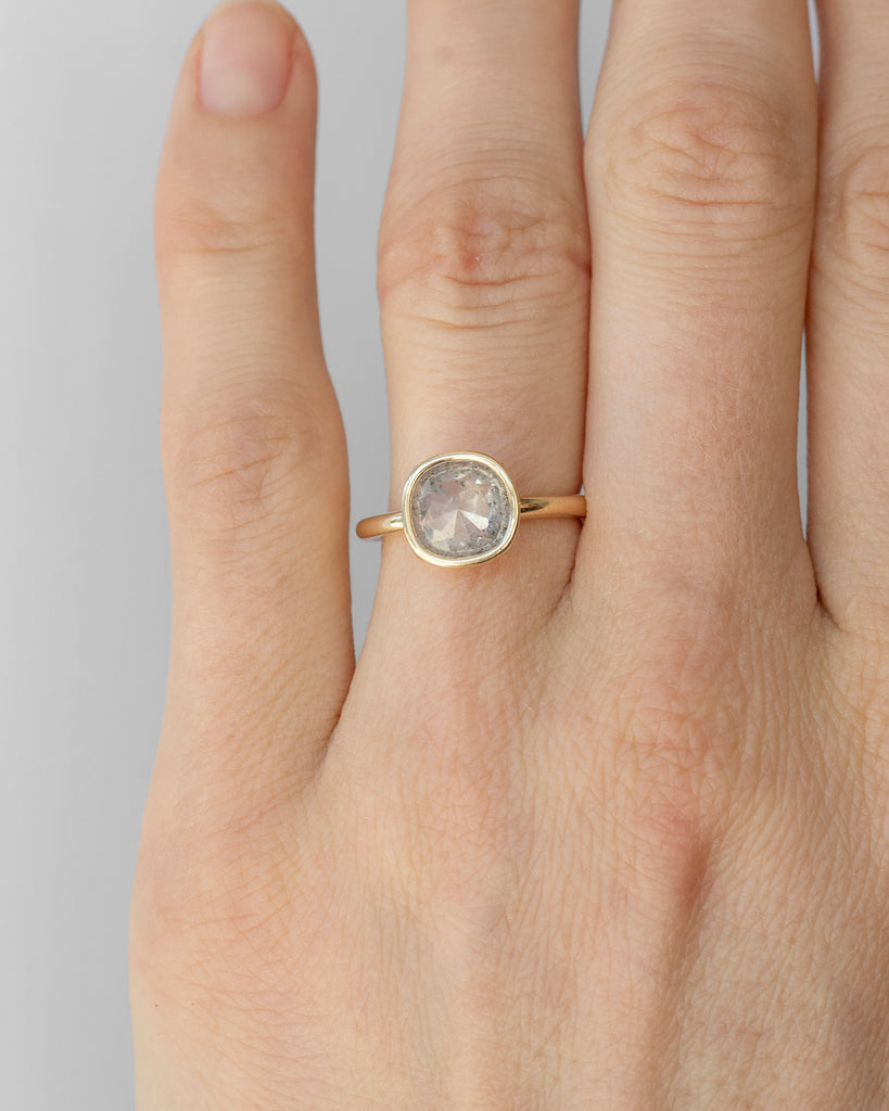 14k Rose Cut Mineral Diamond Ring