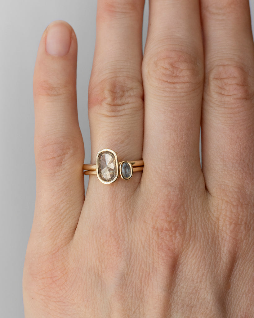 14k Cognac Diamond and Sapphire Toi et Moi Rings