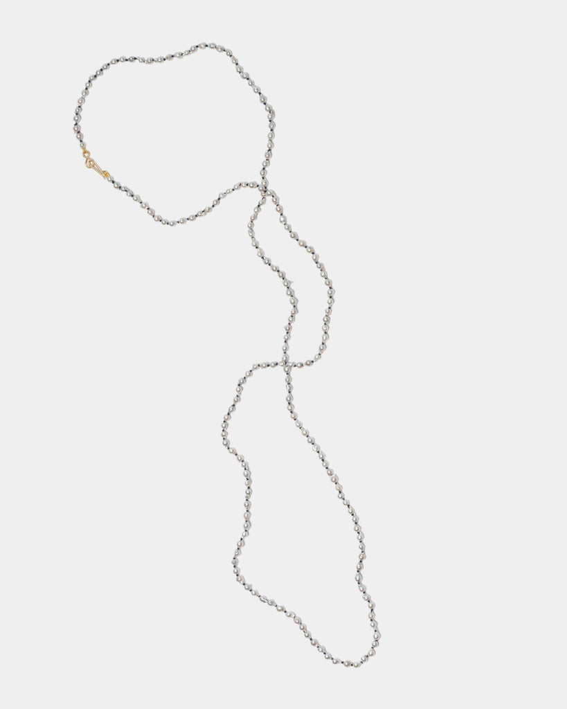 14k Long Silver Keshi Layering Necklace