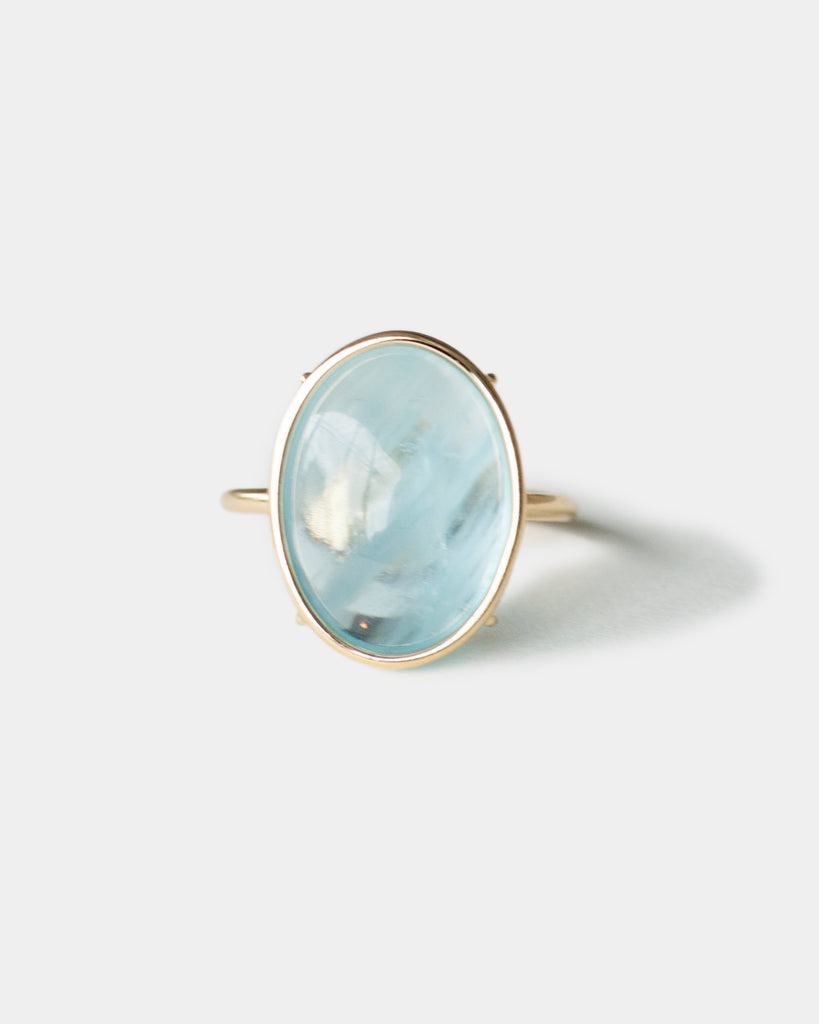 14k Soft Clouded Blue Floating Ring