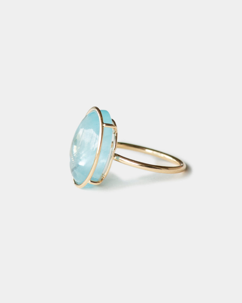 14k Soft Clouded Blue Floating Ring