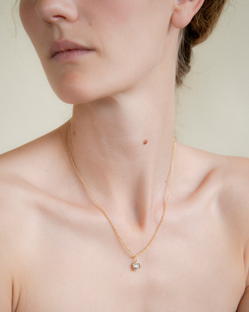 14k Smoky Spotted Diamond Floating Pendant