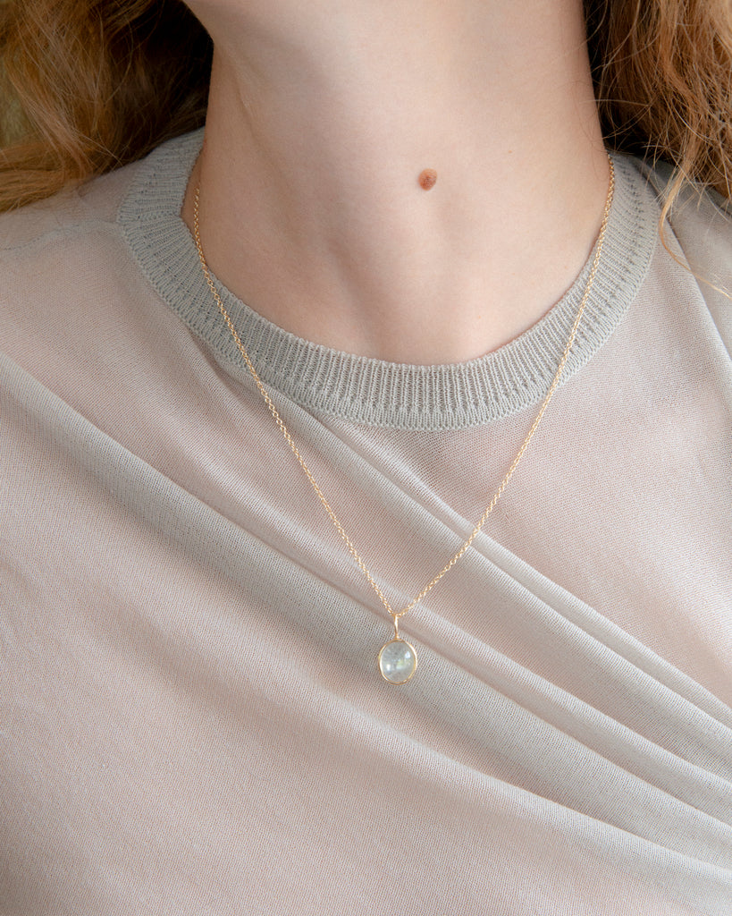 14k Green Moonstone Floating Pendant