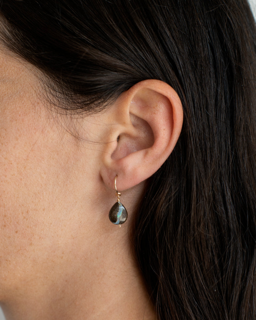 14k Boulder Opal Crescent Charm Earring