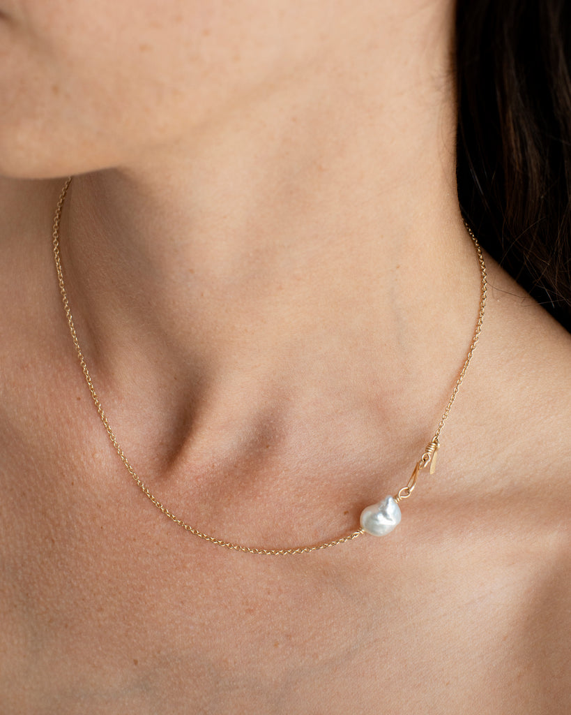14k Keshi Pearl Chain Necklace