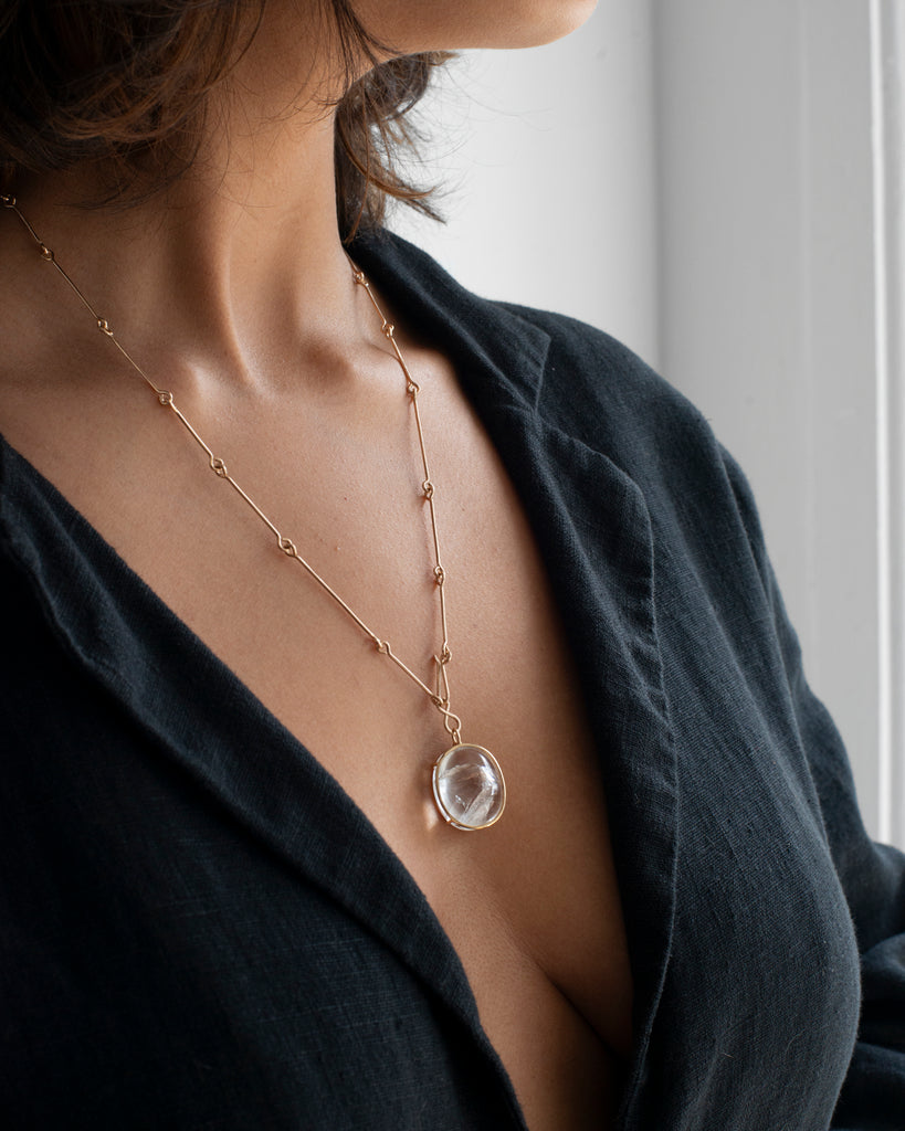 14k Double Crystal Floating Pendant