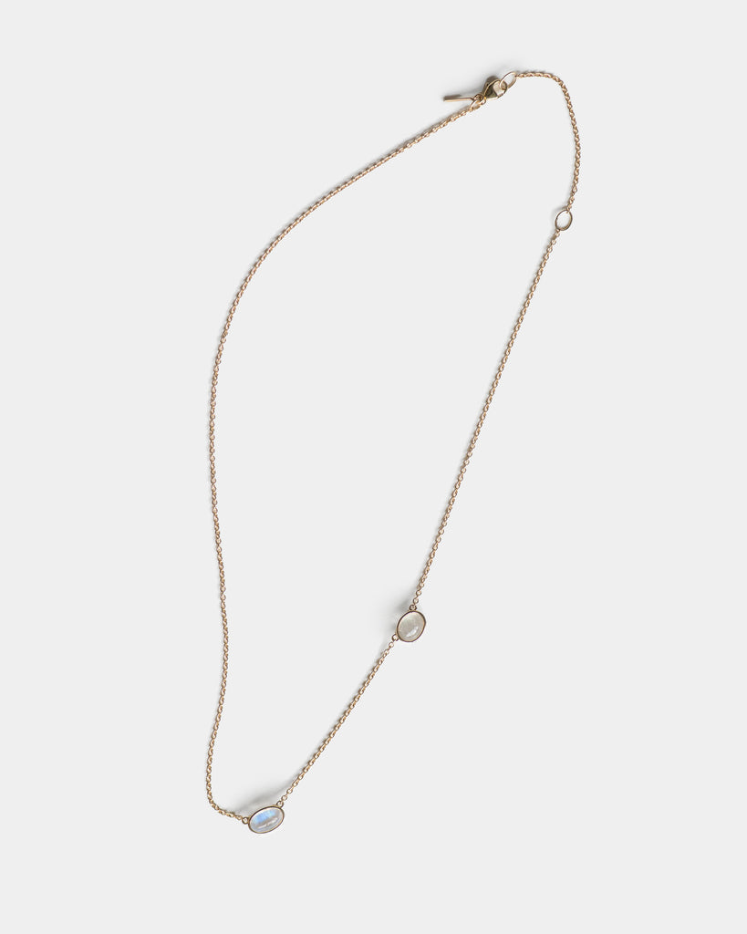 14k Rainbow Moonstone Floating Necklace