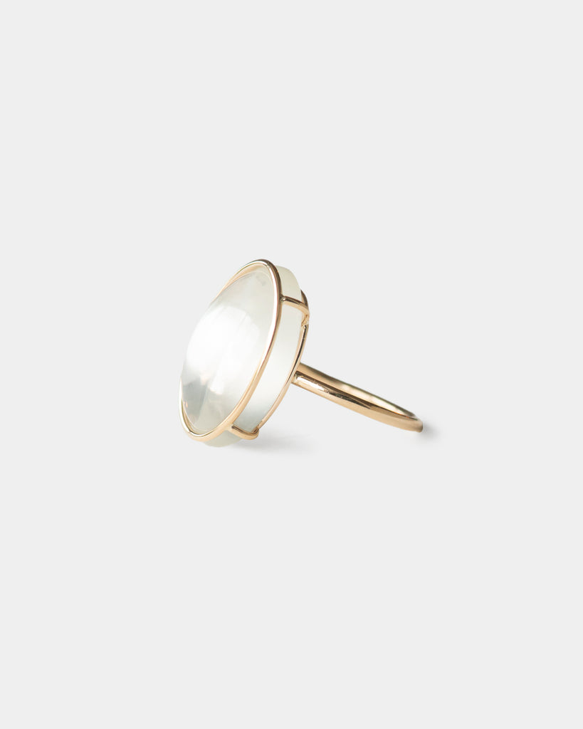 14k Almond Moonstone Floating Ring