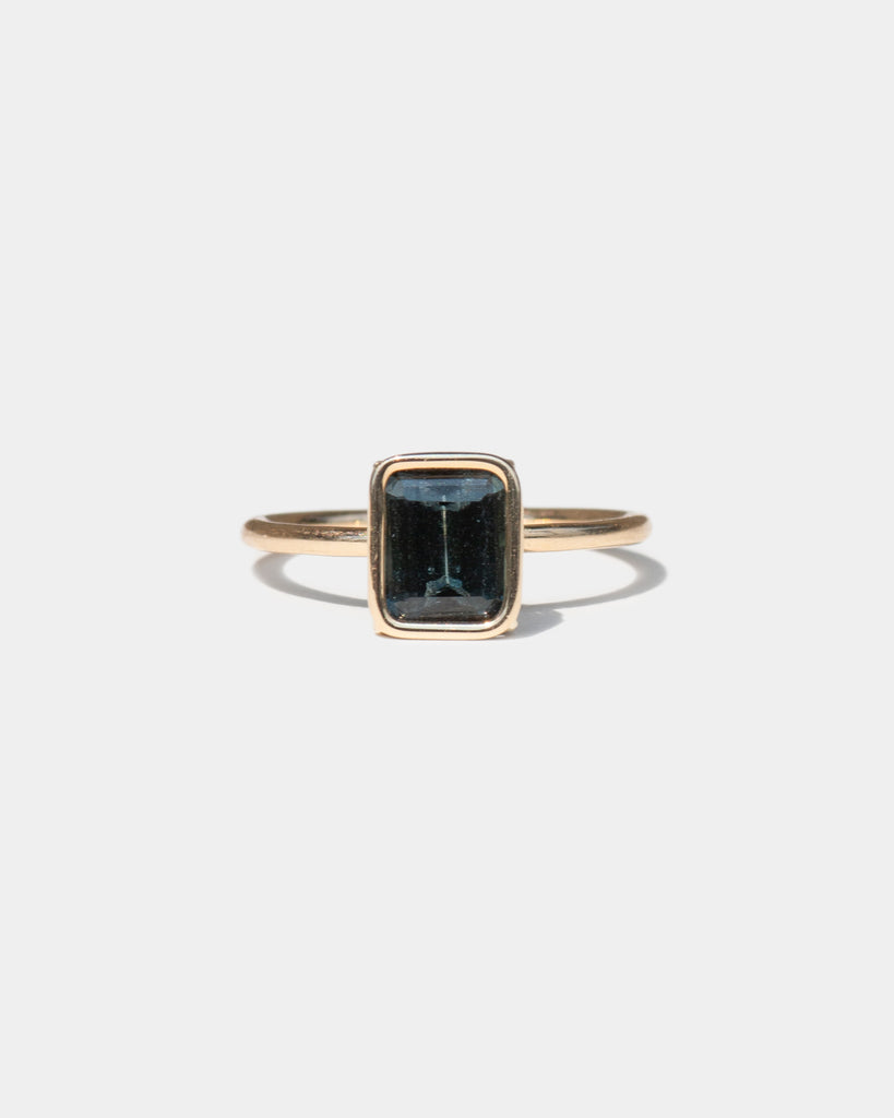 14k Indicolite Tourmaline and Mineral Diamond Toi et Moi Floating Rings