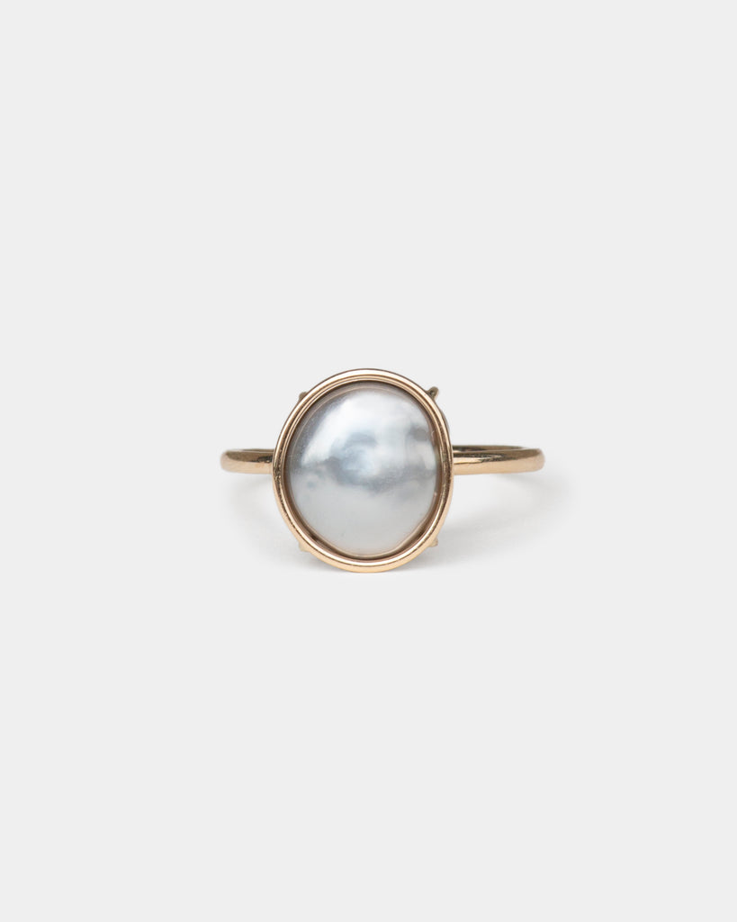14k Silver Keshi Pearl Floating Ring