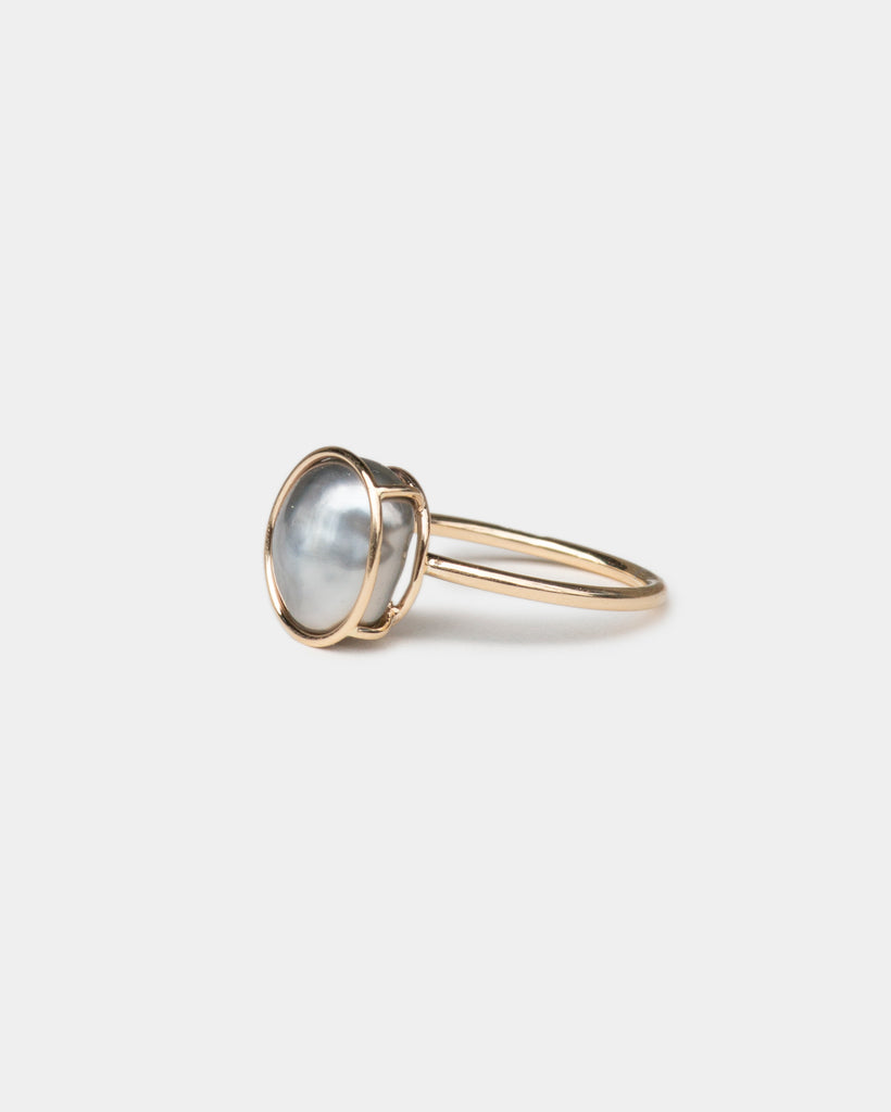 14k Silver Keshi Pearl Floating Ring